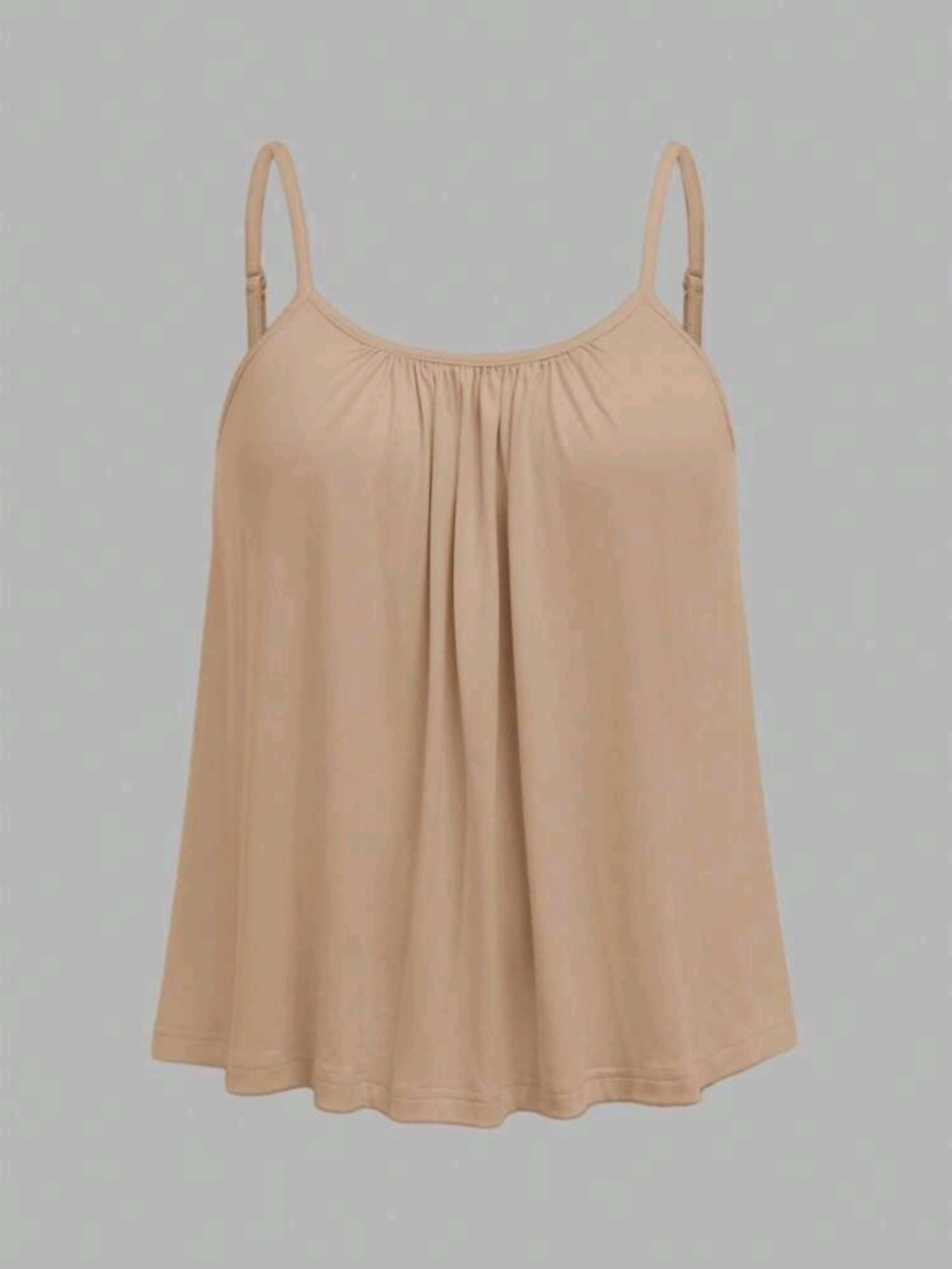 SHEIN Nude Spaghetti Strap Pleated Swing Cami